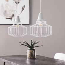 Brantville White Cage Pendant Lamps - 2pc Set