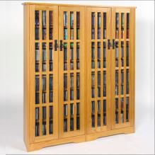 Double-Wide, Tall Mission Media Cabinet, Glass Doors