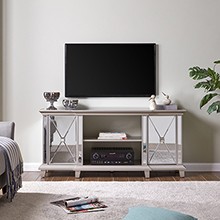 Toppington Mirrored Media Console w/ Storage - Silver