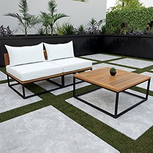 Taradale Outdoor Coffee Table and Modular Loveseat Set - 2pc