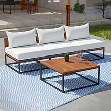 Taradale Outdoor Coffee Table and Modular Sofa Set - 2pc