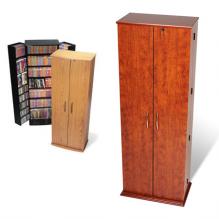Oak & Black Grande Locking Media Storage Cabinet