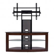 Flat panel TV universal mounting system with 3 AV component shelves (Dark Oak/Black)