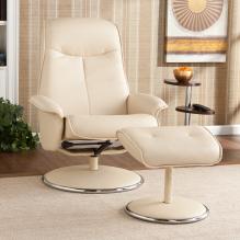 Holly & Martin&trade; Naomi Leather Recliner and Ottoman-French Vanilla