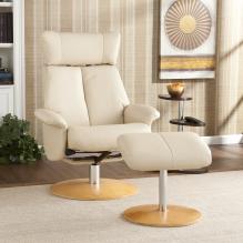 Holly & Martin&trade; Bennett Leather Recliner and Ottoman-French Vanilla