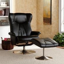 Holly & Martin&trade; Brayden Leather Recliner and Ottoman-Shimmer Black