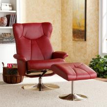 Holly & Martin&trade; Brayden Leather Recliner and Ottoman-Brick Red