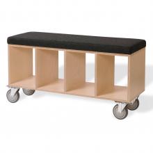 Bench Box w/casters - Gray Wool upholstery