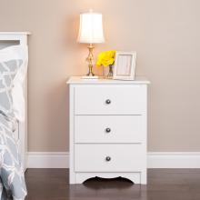 Monterey 3-drawer Tall Nightstand, White