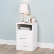 Astrid 2-Drawer Nightdstand with Acrylic Knobs, White