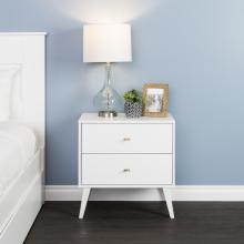 Milo 2-drawer Nightstand, White