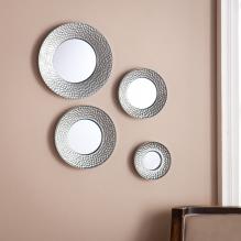Callari Silver Sphere Wall Mirror 4pc Set- Hammered Silver