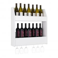 2-Tier Floating Wine and Liquor Rack, White