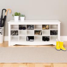 White Shoe Storage Cubbie Bench